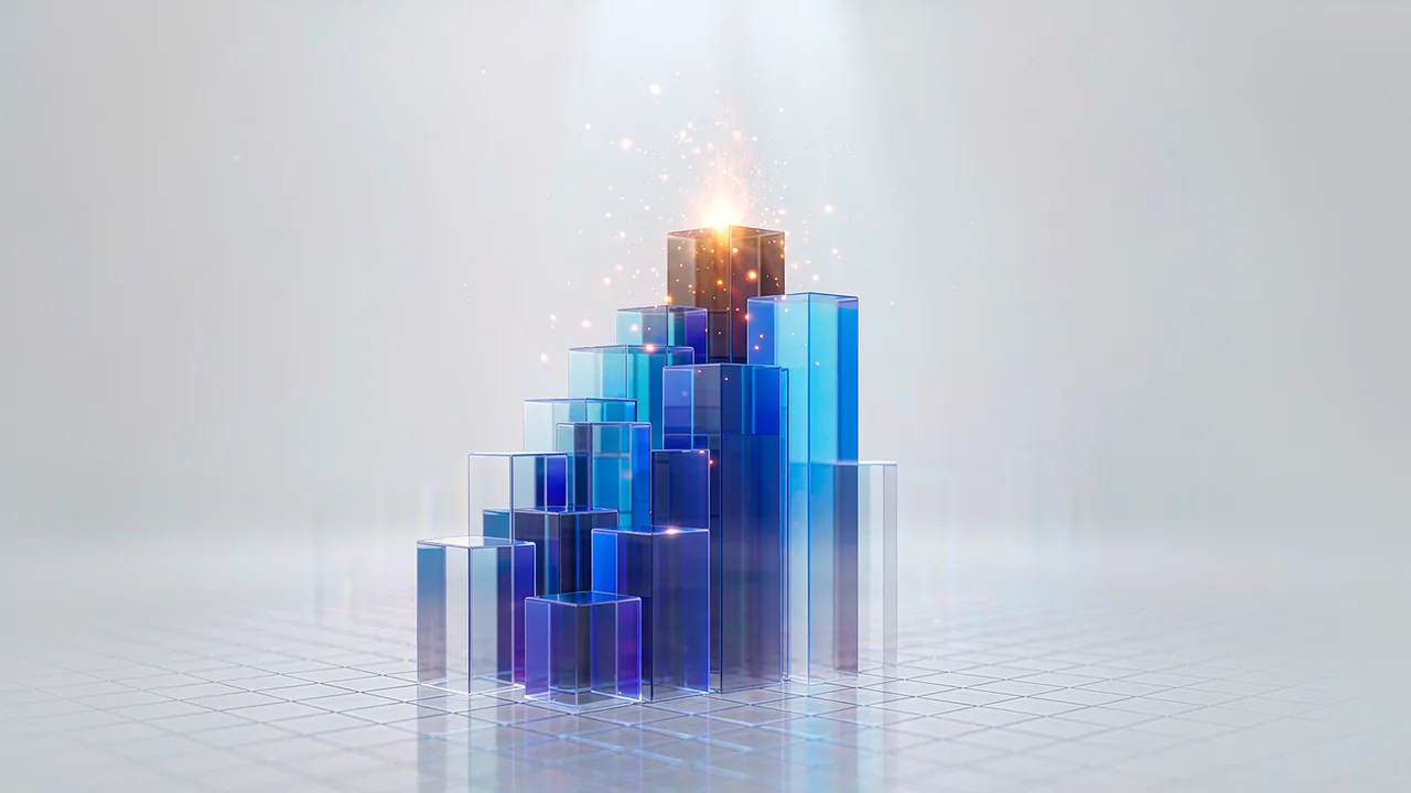 营销 ROI 与运营人效提升的抽象增长示意图